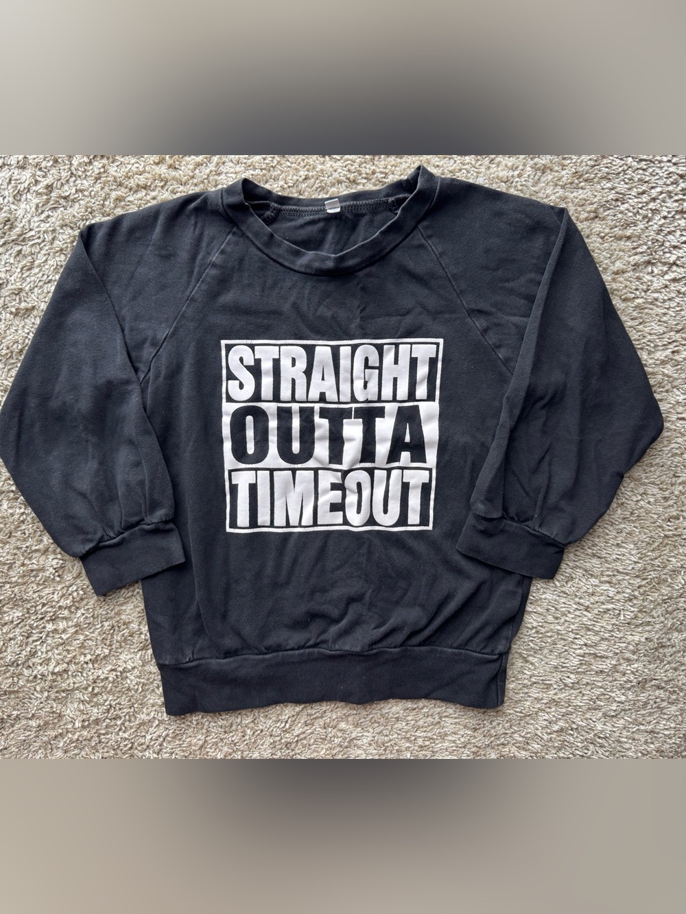 Straight Outta Timeout Youth Graphic Sweatshirt Black Size 130